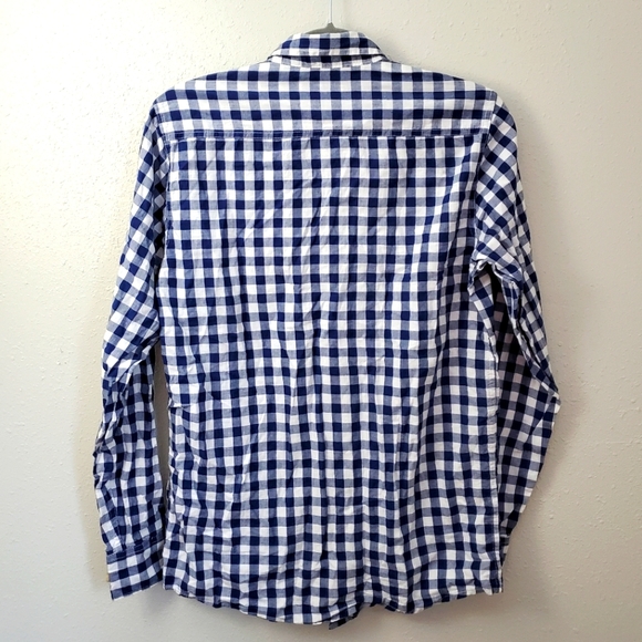 Wrangler Jeans Co Blue n White checkered button down size small - Picture 2 of 3